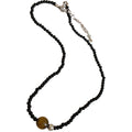 Black Beaded Tiger Eye Accent Strand Necklace Pendant Jewelry view 5