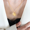 Letter R Seal And Moon Star Charm Pendant Necklace Gold view 6