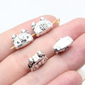 12x9.8x7.2mm 2.1g Antique Silver Zinc Alloy Chinese Dragon Head Through Hole Beads for DIY Bracelet Making
