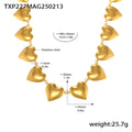 Bold Puffy Heart Link Necklace And Bracelet Gold Steel Two Tone view 11