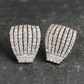 Silver Tone Multi Row Crystal Dome Stud Earrings Fashion Jewelry view 1