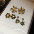 Gold Tone Floral Crystal Stud Earrings in Two Designs view 1