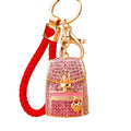 Crystal Double Shoulder Backpack Keychains in Pink and Blue with Braided Loops view 5