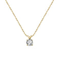 Round Solitaire Zircon Pendant Necklace in Three Metal Tones view 5