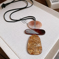 Black Cord Resin Geometric Pendant Necklace Two Styles view 6