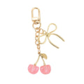 Glitter Resin Cherry Keychain with Gold-Tone Bow and Lobster Clasp view 5