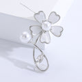 Mother of Pearl Flower Pearl Brooch Gold Silver Tones view 7