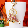 Jeweled Bow Dolphin Keychains in Pink and Blue with Bare Wrist Loops view 6