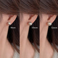 Gray Pearl Round Stud Earrings in Four Sizes With Metal Details view 3