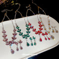 Silver Rhinestone Flower Teardrop Necklace Earring Sets view 3
