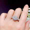 Silver Tone Floral Cluster Clear Stone Halo Ring Jewelry view 3