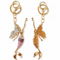 Gold Rhinestone Mermaid Keychain Metal Ocean Bag Charm view 3