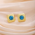 Black Turquoise and White Square Pearl Look Stud Earrings view 7
