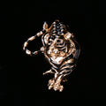 Sculpted Tiger Head Brooch in Silver or Rose Gold Tone view 4