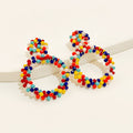 Multicolor Beaded Double Round Statement Stud Earrings view 2