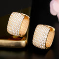 Wide Pave Rectangular Hoop Earrings In Four Metal Finishes view 2