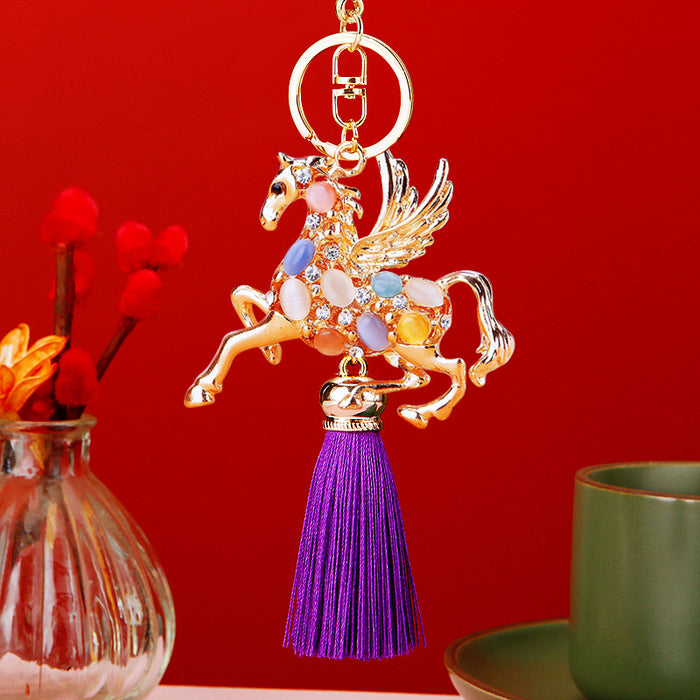 Moonstone Pegasus Keychains with Six Color Tassel Options