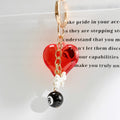 Translucent Red Heart White Bow Charm Gold-Tone Keychain view 3