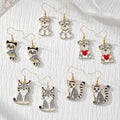 Gold Tone Enamel Lynx, Schnauzer and Lemur Drop Earrings in Five Designs view 1