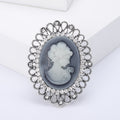 Oval Cameo Portrait Brooch With Crystal Filigree Border view 3