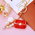 Crystal Mini Handbag Keychains with Pearl and Flower Dangles in Eight Options view 8