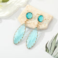 Gold Geometric Crystal Glass Drop Earrings Leaf Triangle view 6