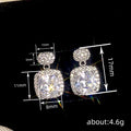 Square Clear Crystal Halo Stud Earrings in Silver Tone view 4