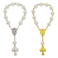 Pearl Rose Bead Decade Bracelet Madonna Cross Charm view 5