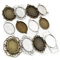 Decorative Oval Cabochon Pendant Trays in Mixed Finishes view 5