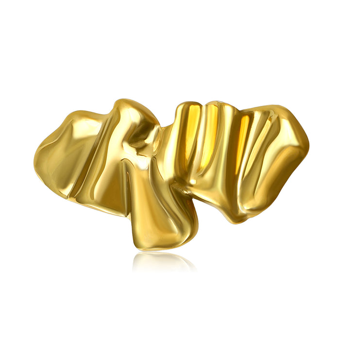 Folded Ribbon Brooch In Sculptural Silver And Gold Tones