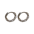 Textured Crystal Hoop Huggie Earrings in Two Tones view 5