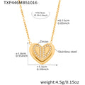 Double Layer Heart Zircon Stainless Steel Earrings Necklace Ring view 7