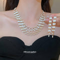 Multi-Strand Tube Bead Necklace Earring Sets Five Colors view 4