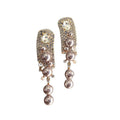 Crystal Bar And Pearl Tassel Stud Earrings With Polished Metal Details view 5