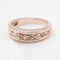 Rose Gold Tone Openwork Wide Band Ring With Clear Stones view 2