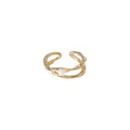 Gold Tone Sculptural Crossover Pearl Open Adjustable Ring For Women view 5