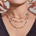 Bamboo Circle Pendant Necklace Bracelet Gold Steel Pearl view 4