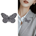 Etched Butterfly Brooch in Antique Gold or Silver Tone view 3