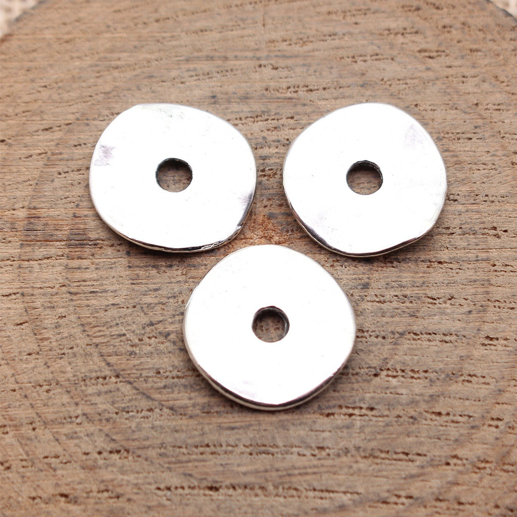 14x14x1.4mm 0.85g Antique Silver Tone Zinc Alloy Wavy Irregular Round Disc Spacer Beads for DIY Jewelry