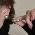 Gray Round Pearl Stud Earrings Decorative Jewelry Design view 1
