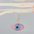 Gold Tone Crystal Cluster Evil Eye Pendant Necklaces in Six Colors view 9