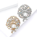 Crystal Tree Wreath Brooch With Large Pearl Center view 3