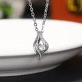 Silver Wave Clear Or Green CZ Pendant Necklace Metal view 6