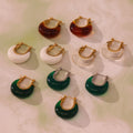 U-Shape Resin Hoop Earrings Metal Frame Green White Amber Clear view 4
