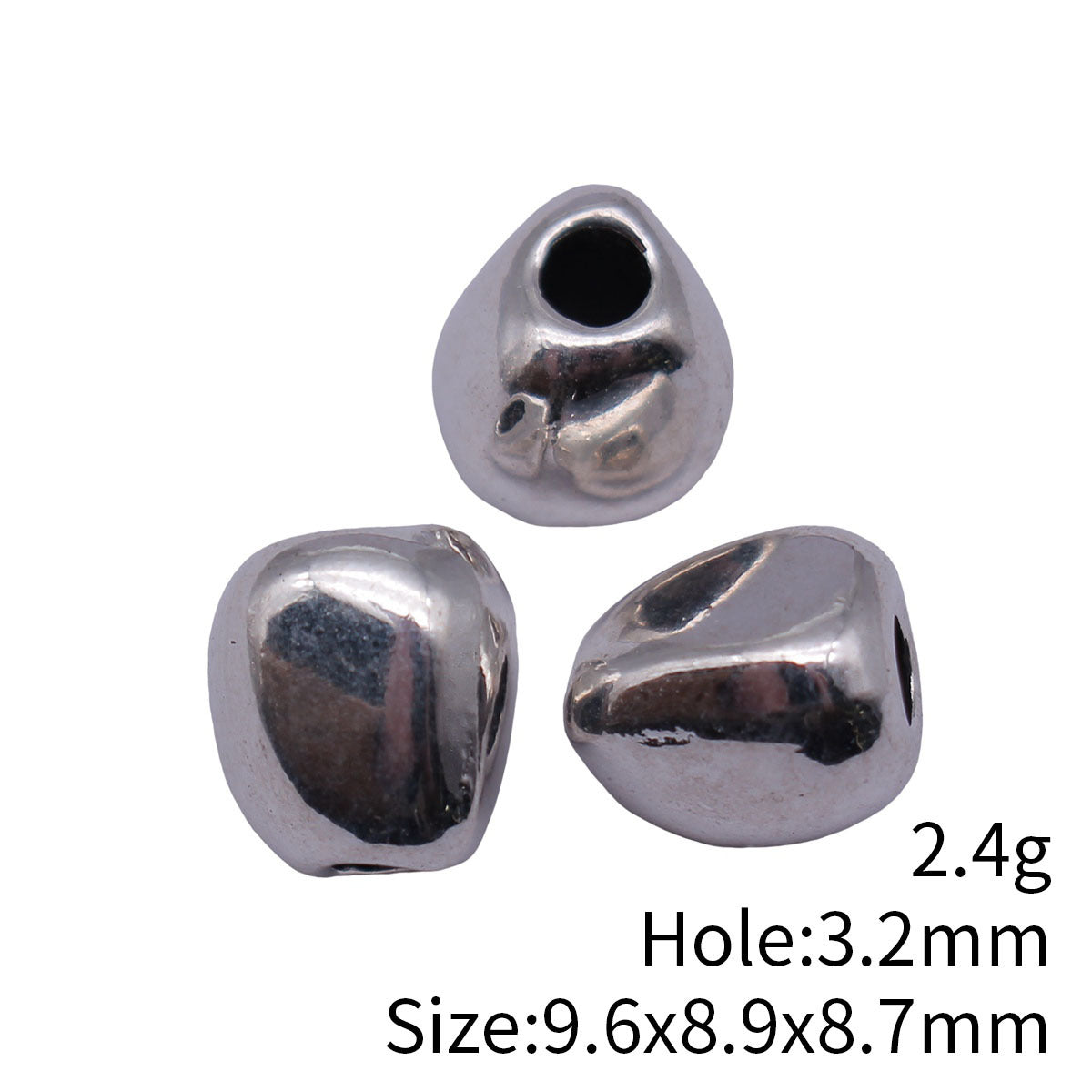 9.6x8.9x8.7mm 2.4g Antique Silver Tone Zinc Alloy Irregular Stone Shape Smooth Loose Metal Beads for Bracelet DIY