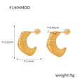 Crescent Metal Hoop Stud Earrings Ribbed Star Honeycomb view 7