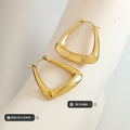 Thick U Shape Geometric Hoop Earrings Gold Or Steel Tone view 2