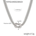 Gold Steel Knotted Double Snake Chain Necklace Bracelet Set view 9