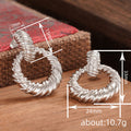 Gold Or Silver Twisted Rope Round Circle Drop Stud Earrings view 4