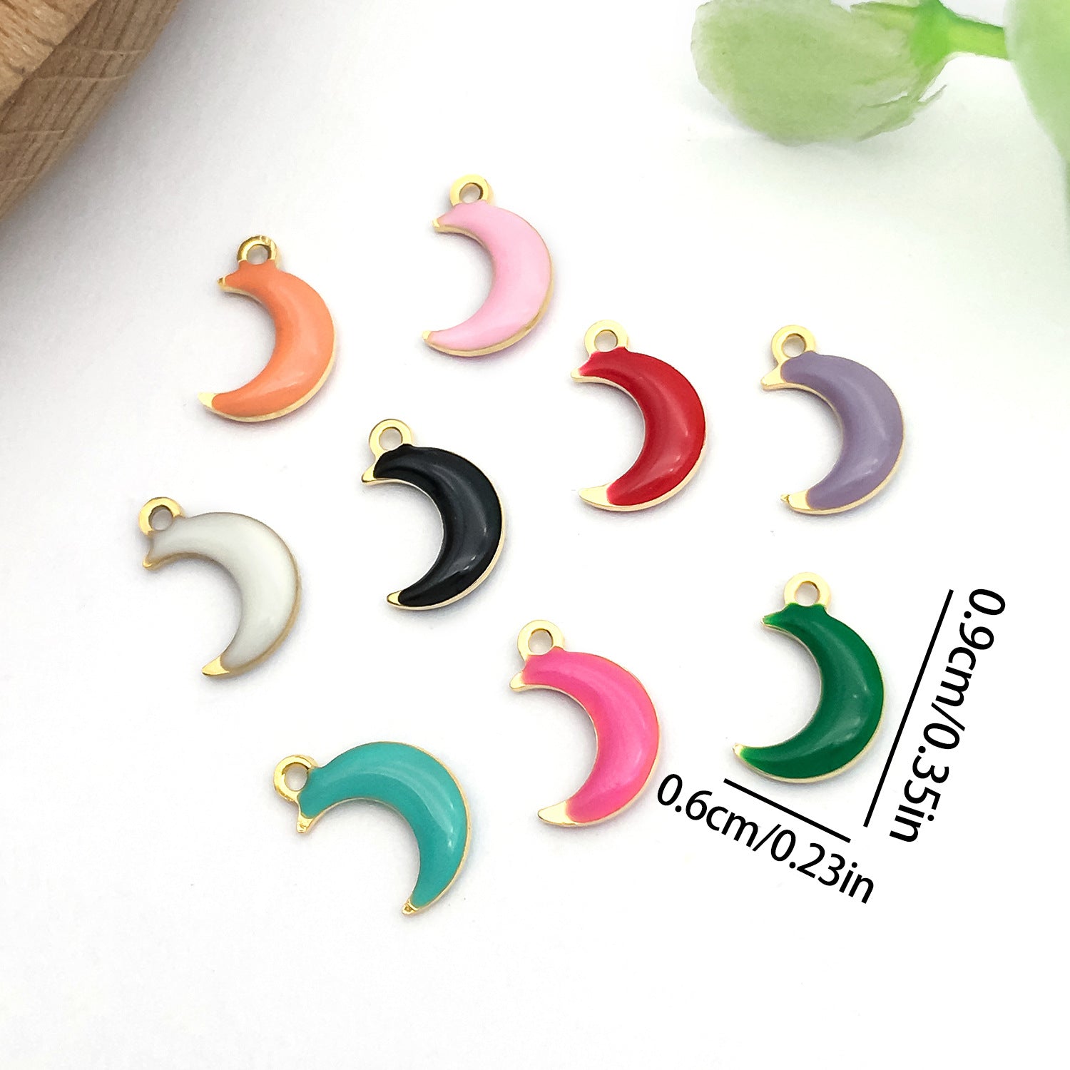 Gold Stainless Steel Enamel Moon Charm Pendant for DIY Bracelet Necklace Jewelry Making